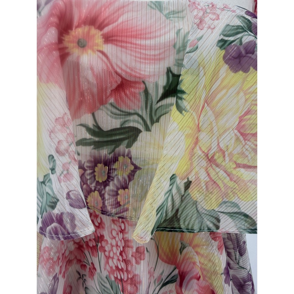 Dress The Population Pixie Ivory Multi Floral Ruffle Mini Dress Sz Small $278 - Picture 8 of 10